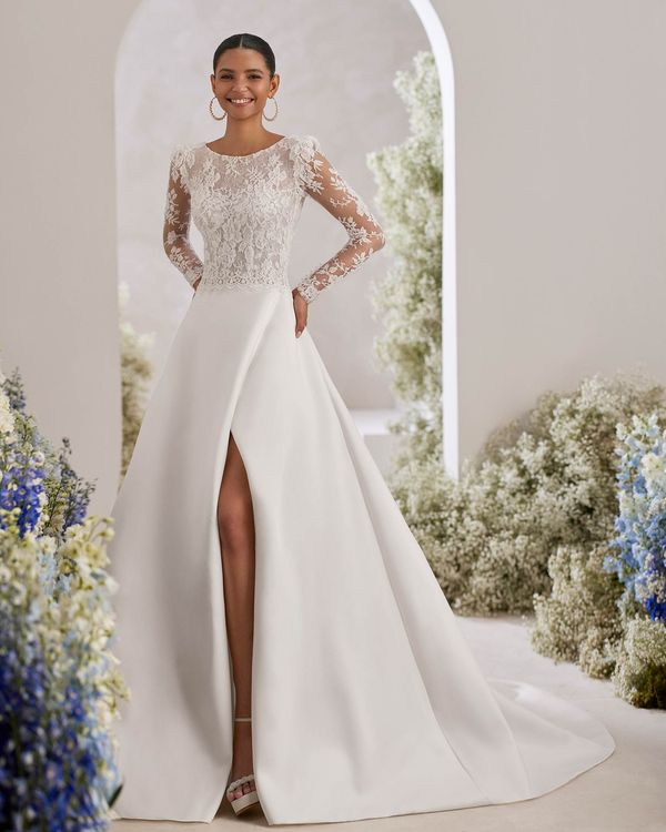 Long sleeve lace wedding dress on sale