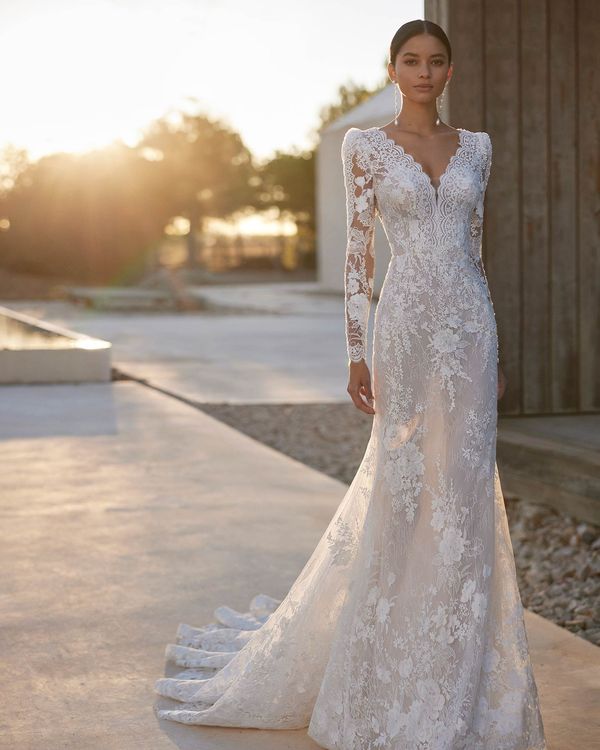 Long sleeve bridal gowns on sale